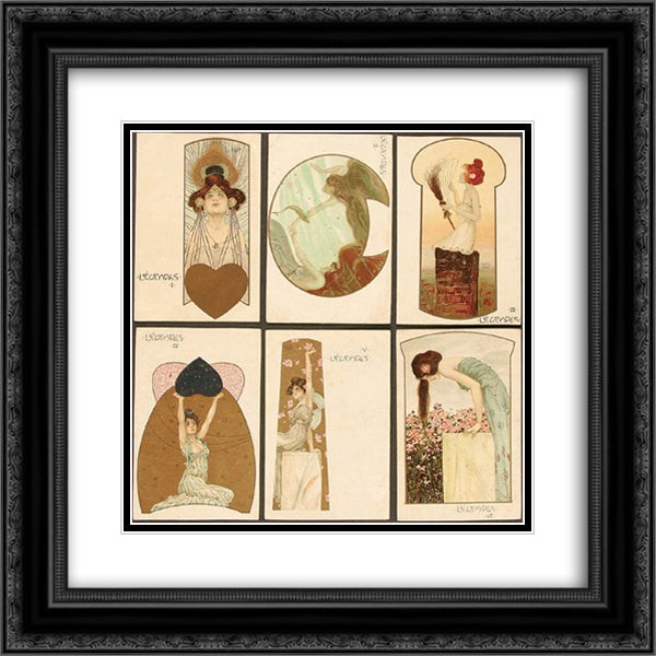 Legendes 20x20 Black Ornate Wood Framed Art Print Poster with Double Matting by Kirchner, Raphael