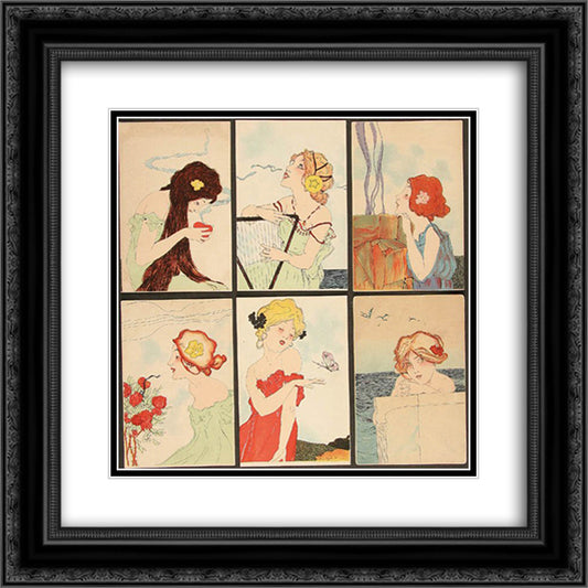 Love Thoughts 20x20 Black Ornate Wood Framed Art Print Poster with Double Matting by Kirchner, Raphael