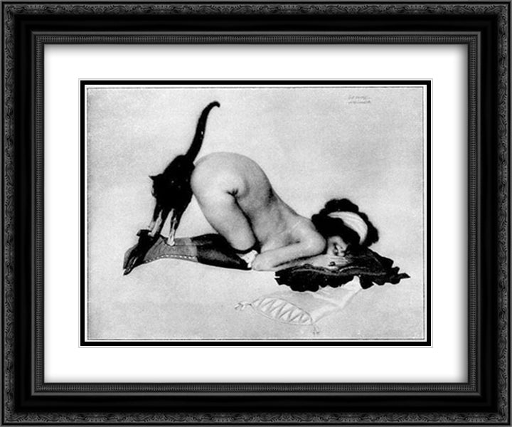 Magentic Pole 24x20 Black Ornate Wood Framed Art Print Poster with Double Matting by Kirchner, Raphael