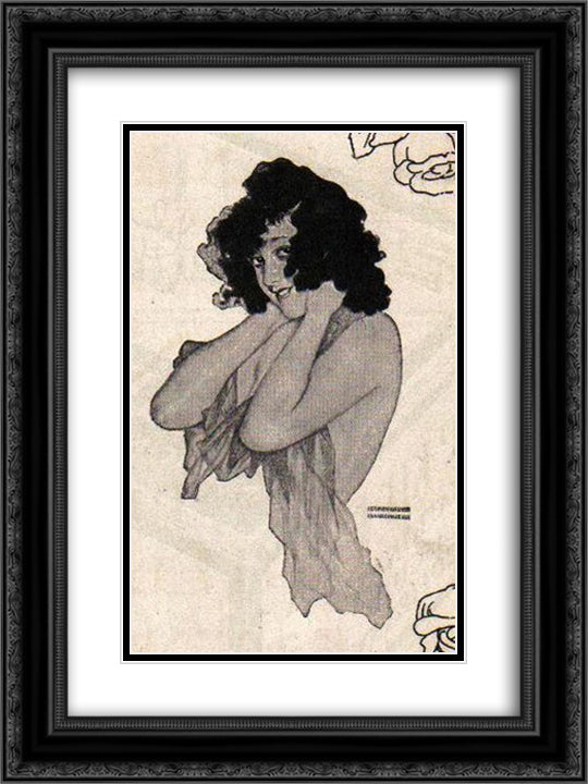 Marcelle Earle 18x24 Black Ornate Wood Framed Art Print Poster with Double Matting by Kirchner, Raphael