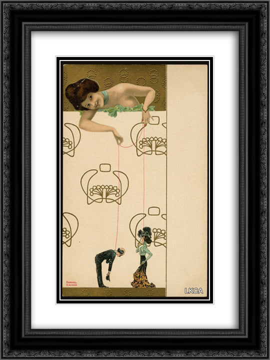 Marionettes 18x24 Black Ornate Wood Framed Art Print Poster with Double Matting by Kirchner, Raphael