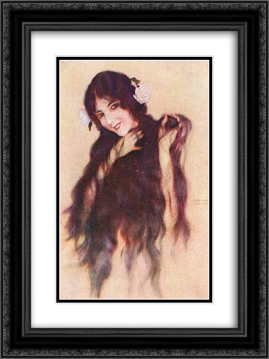 Melisande 18x24 Black Ornate Wood Framed Art Print Poster with Double Matting by Kirchner, Raphael