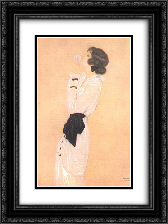 Merci I 18x24 Black Ornate Wood Framed Art Print Poster with Double Matting by Kirchner, Raphael