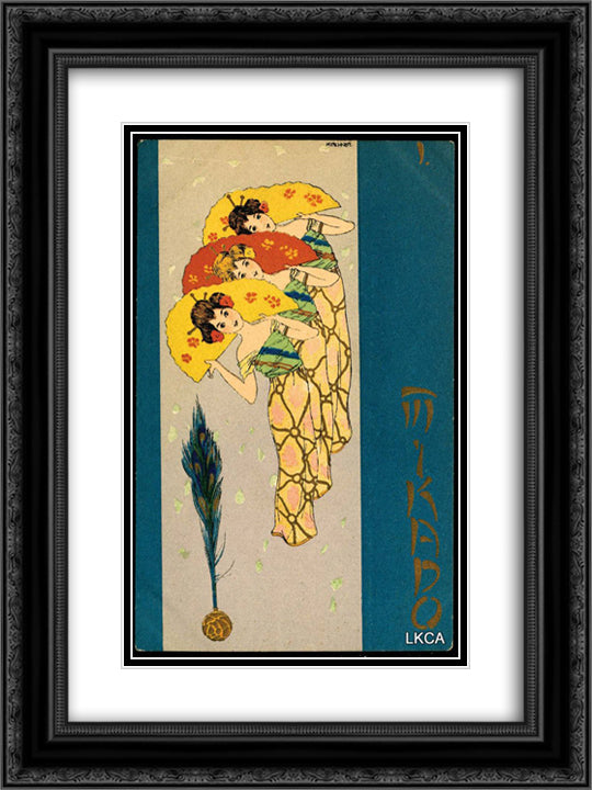 Mikado 18x24 Black Ornate Wood Framed Art Print Poster with Double Matting by Kirchner, Raphael