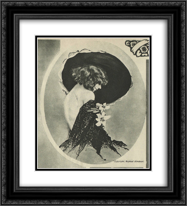 New York Tribune 20x22 Black Ornate Wood Framed Art Print Poster with Double Matting by Kirchner, Raphael