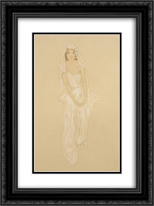 Nude Drawings 18x24 Black Ornate Wood Framed Art Print Poster with Double Matting by Kirchner, Raphael