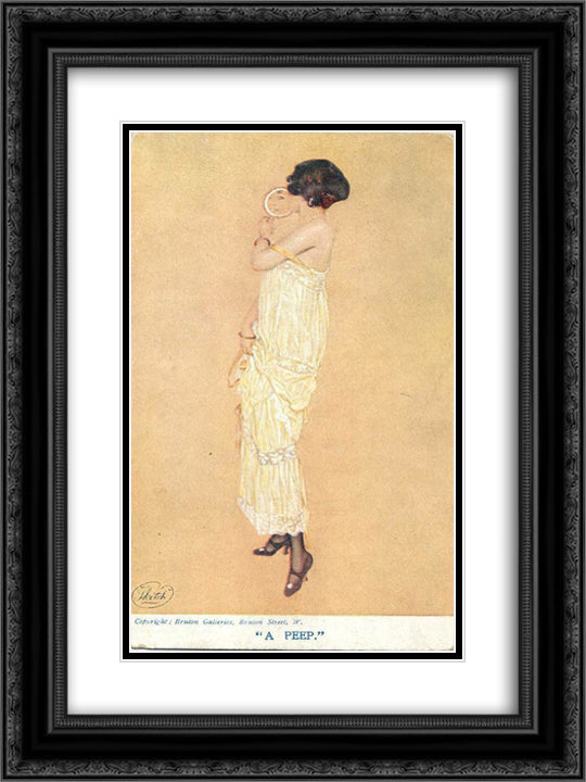 Peep 18x24 Black Ornate Wood Framed Art Print Poster with Double Matting by Kirchner, Raphael