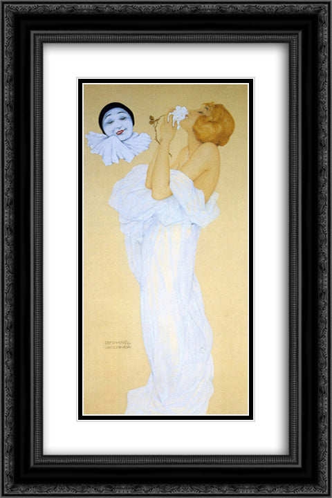 Pierrot's Dream 16x24 Black Ornate Wood Framed Art Print Poster with Double Matting by Kirchner, Raphael