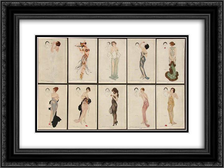 Pierrot's Love 24x18 Black Ornate Wood Framed Art Print Poster with Double Matting by Kirchner, Raphael