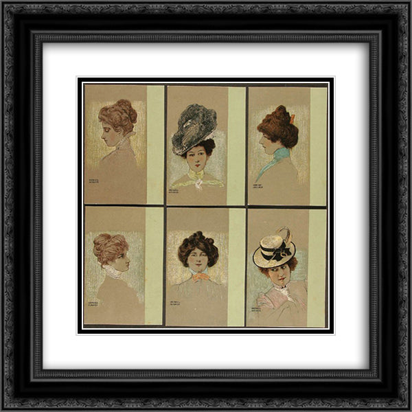 Portraits of Viennese Ladies 20x20 Black Ornate Wood Framed Art Print Poster with Double Matting by Kirchner, Raphael