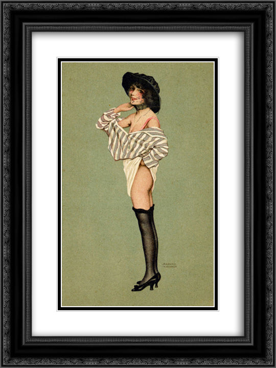 Premiere veil 18x24 Black Ornate Wood Framed Art Print Poster with Double Matting by Kirchner, Raphael