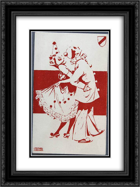 Red and white figures and small shield 18x24 Black Ornate Wood Framed Art Print Poster with Double Matting by Kirchner, Raphael