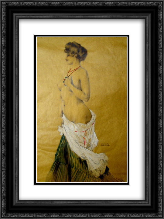 Sketch for Single Items 18x24 Black Ornate Wood Framed Art Print Poster with Double Matting by Kirchner, Raphael