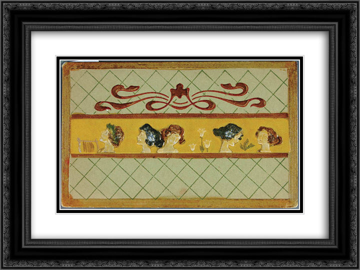 Small Greek heads 24x18 Black Ornate Wood Framed Art Print Poster with Double Matting by Kirchner, Raphael