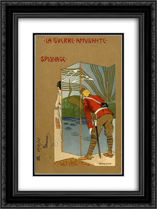 Spionage 18x24 Black Ornate Wood Framed Art Print Poster with Double Matting by Kirchner, Raphael