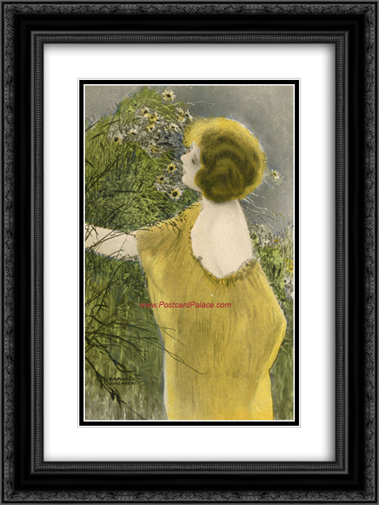 The Golden Age 18x24 Black Ornate Wood Framed Art Print Poster with Double Matting by Kirchner, Raphael