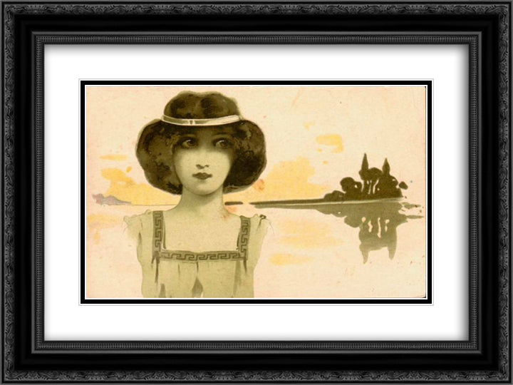 Unknown 24x18 Black Ornate Wood Framed Art Print Poster with Double Matting by Kirchner, Raphael