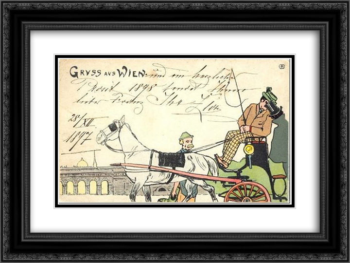 Viennese 24x18 Black Ornate Wood Framed Art Print Poster with Double Matting by Kirchner, Raphael