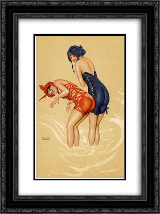 Wed Fleurie 18x24 Black Ornate Wood Framed Art Print Poster with Double Matting by Kirchner, Raphael
