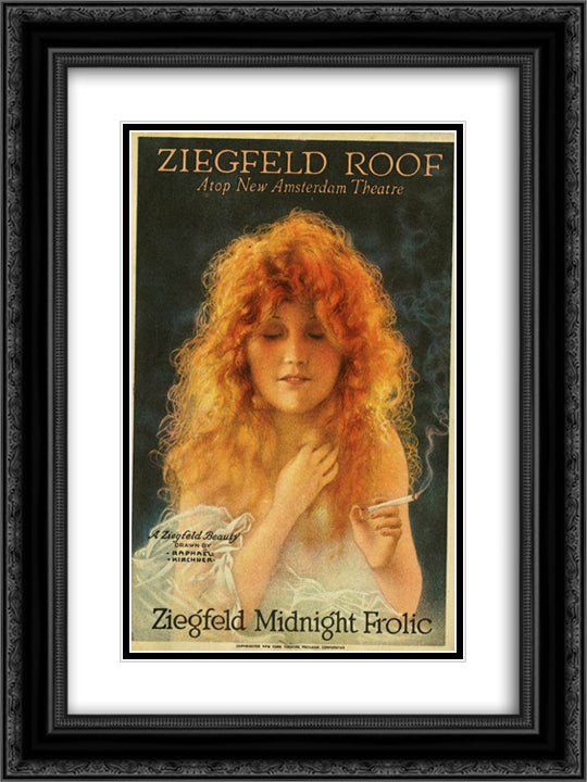 Ziegfeld Beauty 18x24 Black Ornate Wood Framed Art Print Poster with Double Matting by Kirchner, Raphael