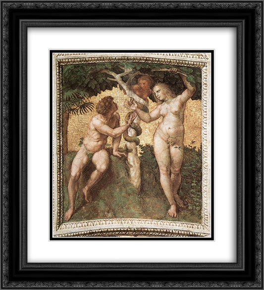 Adam and Eve, from the 'Stanza della Segnatura' 20x22 Black Ornate Wood Framed Art Print Poster with Double Matting by Raphael