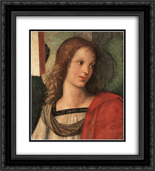 Angel (fragment of the Baronci altarpiece) 20x22 Black Ornate Wood Framed Art Print Poster with Double Matting by Raphael