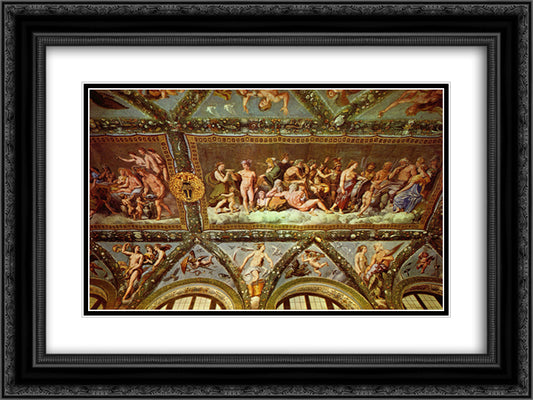 Ceiling of the Loggia of Psyche 24x18 Black Ornate Wood Framed Art Print Poster with Double Matting by Raphael