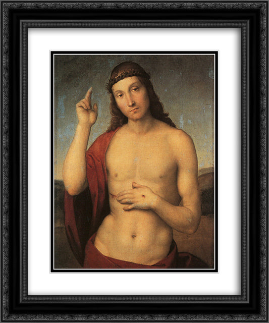 Christ Blessing 20x24 Black Ornate Wood Framed Art Print Poster with Double Matting by Raphael