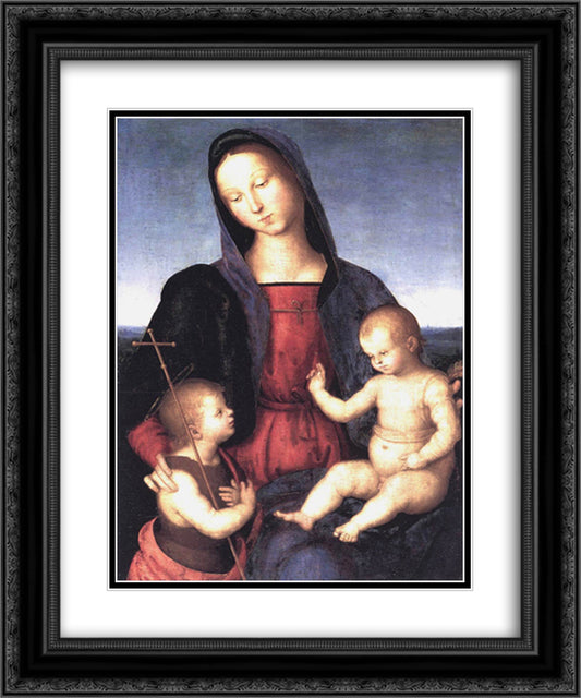 Diotalevi Madonna 20x24 Black Ornate Wood Framed Art Print Poster with Double Matting by Raphael