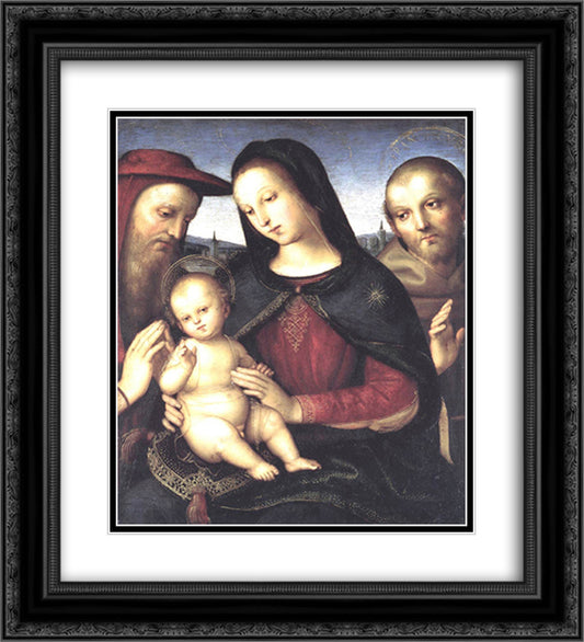Madonna with Child and Saints 20x22 Black Ornate Wood Framed Art Print Poster with Double Matting by Raphael