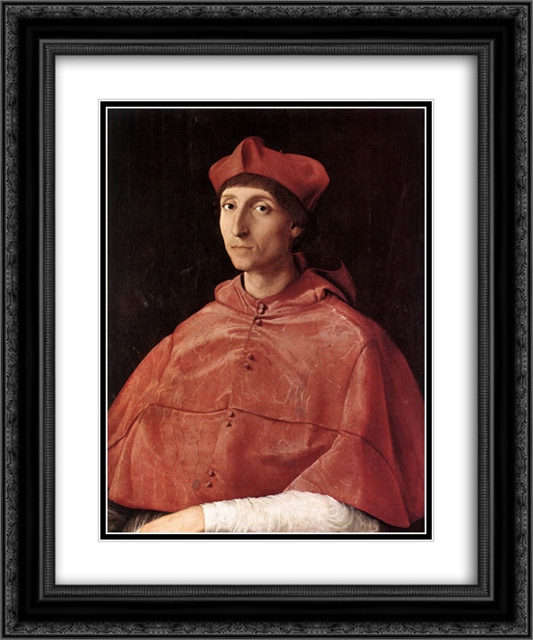 Portrait of a Cardinal 20x24 Black Ornate Wood Framed Art Print Poster with Double Matting by Raphael