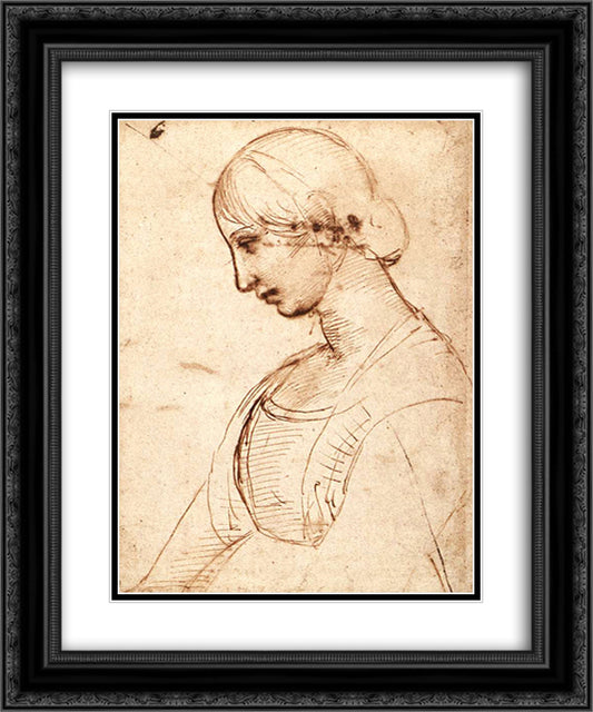 Portrait of a young woman 20x24 Black Ornate Wood Framed Art Print Poster with Double Matting by Raphael
