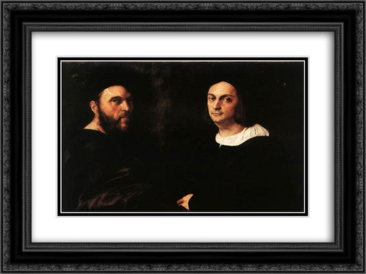 Portrait of Andrea Navagero and Agostino Beazzano 24x18 Black Ornate Wood Framed Art Print Poster with Double Matting by Raphael
