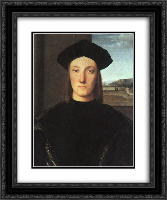 Portrait of Guidobaldo da Montefeltro, Duke of Urbino 20x24 Black Ornate Wood Framed Art Print Poster with Double Matting by Raphael
