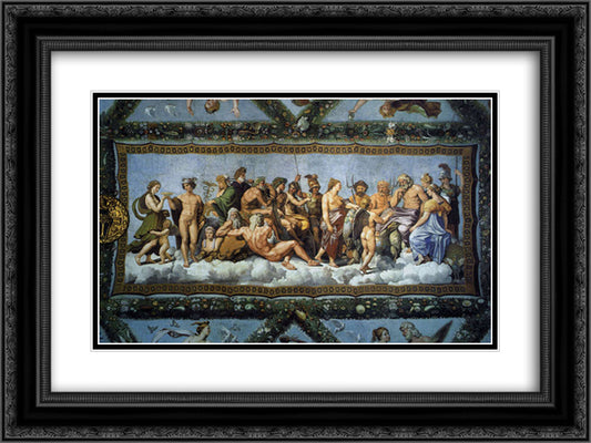 Psyche Received on Olympus (detail) 24x18 Black Ornate Wood Framed Art Print Poster with Double Matting by Raphael