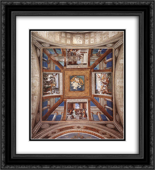 Scenes from the Life of David 20x22 Black Ornate Wood Framed Art Print Poster with Double Matting by Raphael