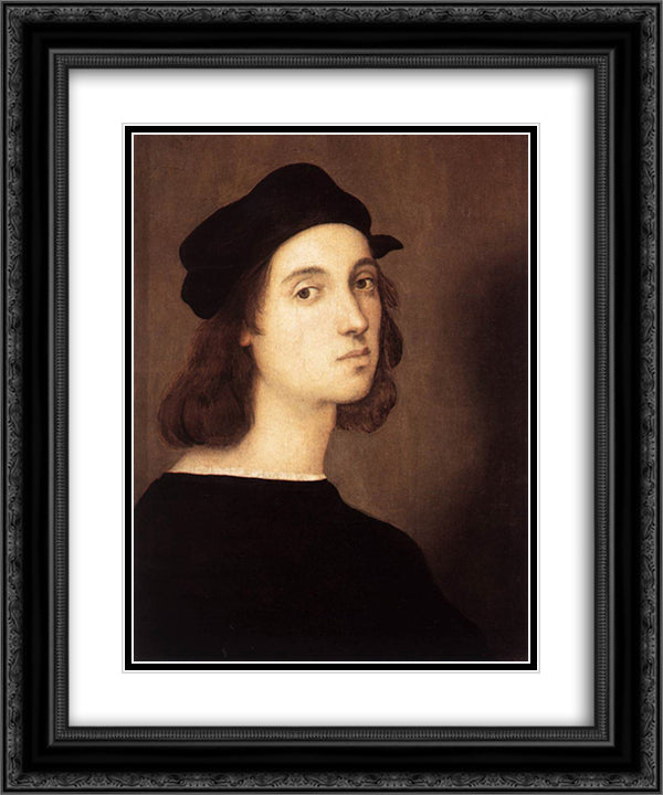 Self Portrait 20x24 Black Ornate Wood Framed Art Print Poster with Double Matting by Raphael