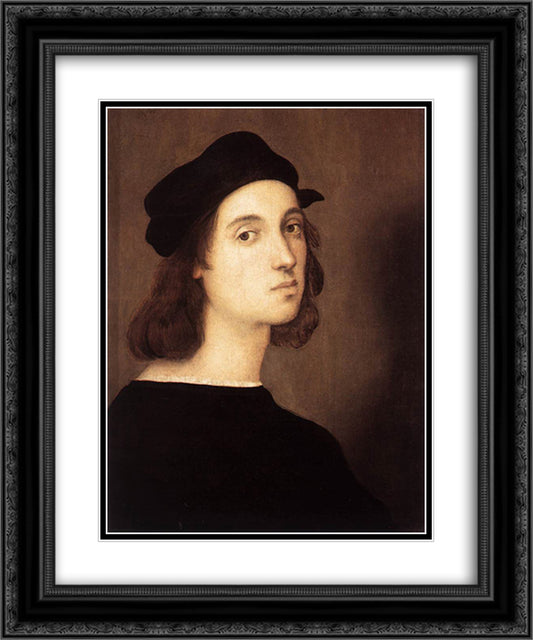 Self Portrait 20x24 Black Ornate Wood Framed Art Print Poster with Double Matting by Raphael