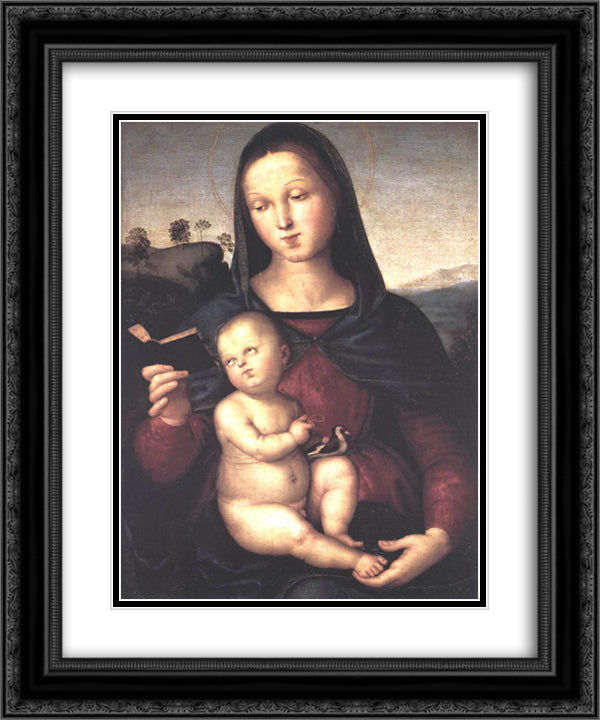 Solly Madonna 20x24 Black Ornate Wood Framed Art Print Poster with Double Matting by Raphael