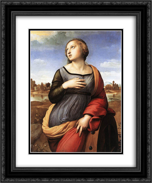 St. Catherine of Alexandria 20x24 Black Ornate Wood Framed Art Print Poster with Double Matting by Raphael
