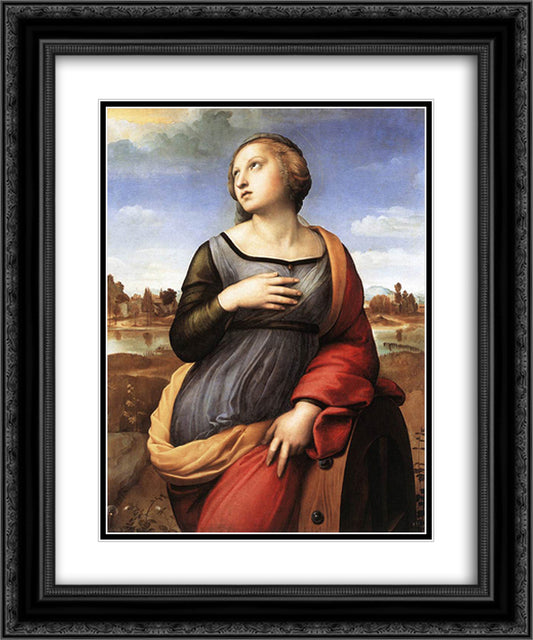 St. Catherine of Alexandria 20x24 Black Ornate Wood Framed Art Print Poster with Double Matting by Raphael