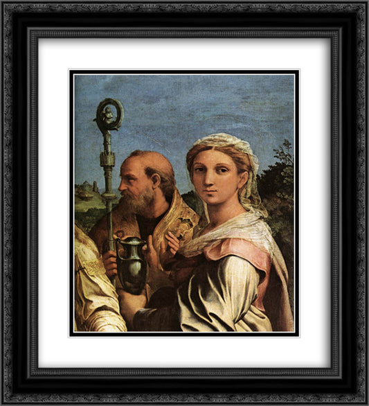 St. Cecilia with Saints (detail) 20x22 Black Ornate Wood Framed Art Print Poster with Double Matting by Raphael