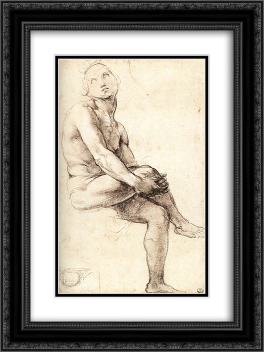 Study for Adam 18x24 Black Ornate Wood Framed Art Print Poster with Double Matting by Raphael