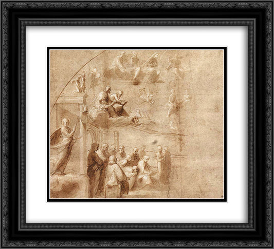 Study for the Disputa 22x20 Black Ornate Wood Framed Art Print Poster with Double Matting by Raphael