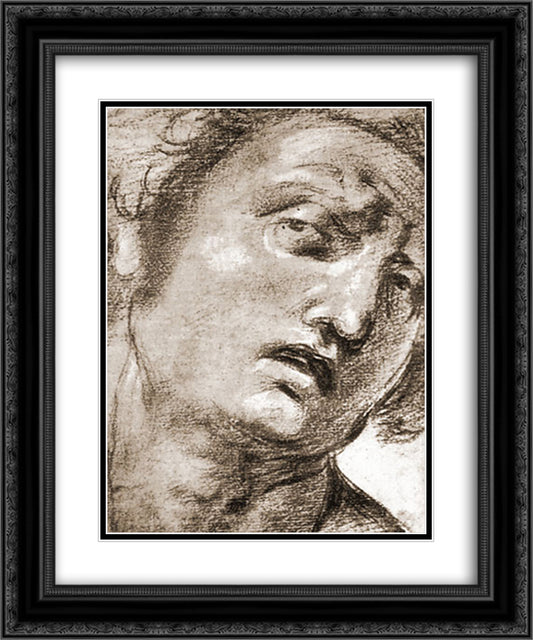 Study for the Head 20x24 Black Ornate Wood Framed Art Print Poster with Double Matting by Raphael