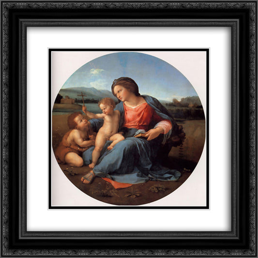 The Alba Madonna 20x20 Black Ornate Wood Framed Art Print Poster with Double Matting by Raphael