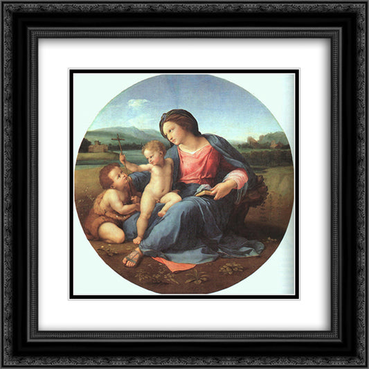The Alba Madonna 20x20 Black Ornate Wood Framed Art Print Poster with Double Matting by Raphael