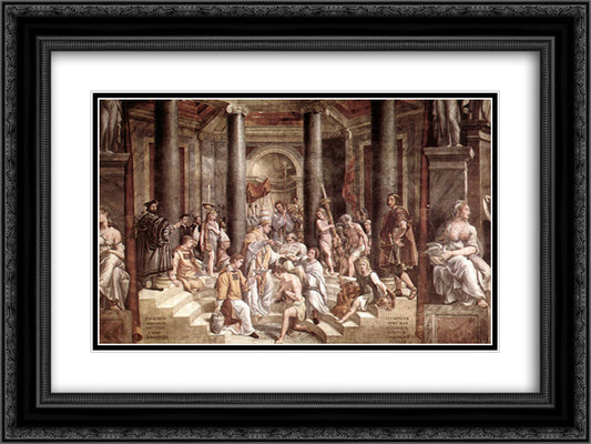 The Baptism of Constantine 24x18 Black Ornate Wood Framed Art Print Poster with Double Matting by Raphael