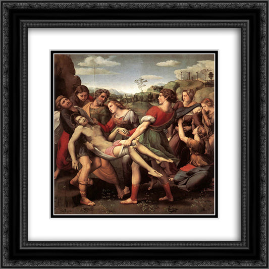 The Deposition 20x20 Black Ornate Wood Framed Art Print Poster with Double Matting by Raphael