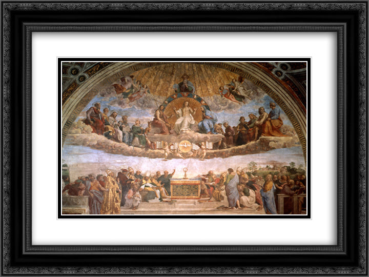 The Disputation of the Holy Sacrament 24x18 Black Ornate Wood Framed Art Print Poster with Double Matting by Raphael